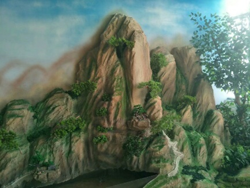 河南派騰模型設計有限公司制作的室內假山微縮模型